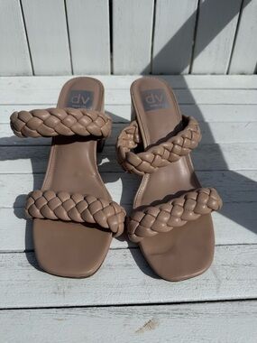 DV by Dolce Vita Braided Double-Strap Slide Sandals in Taupe